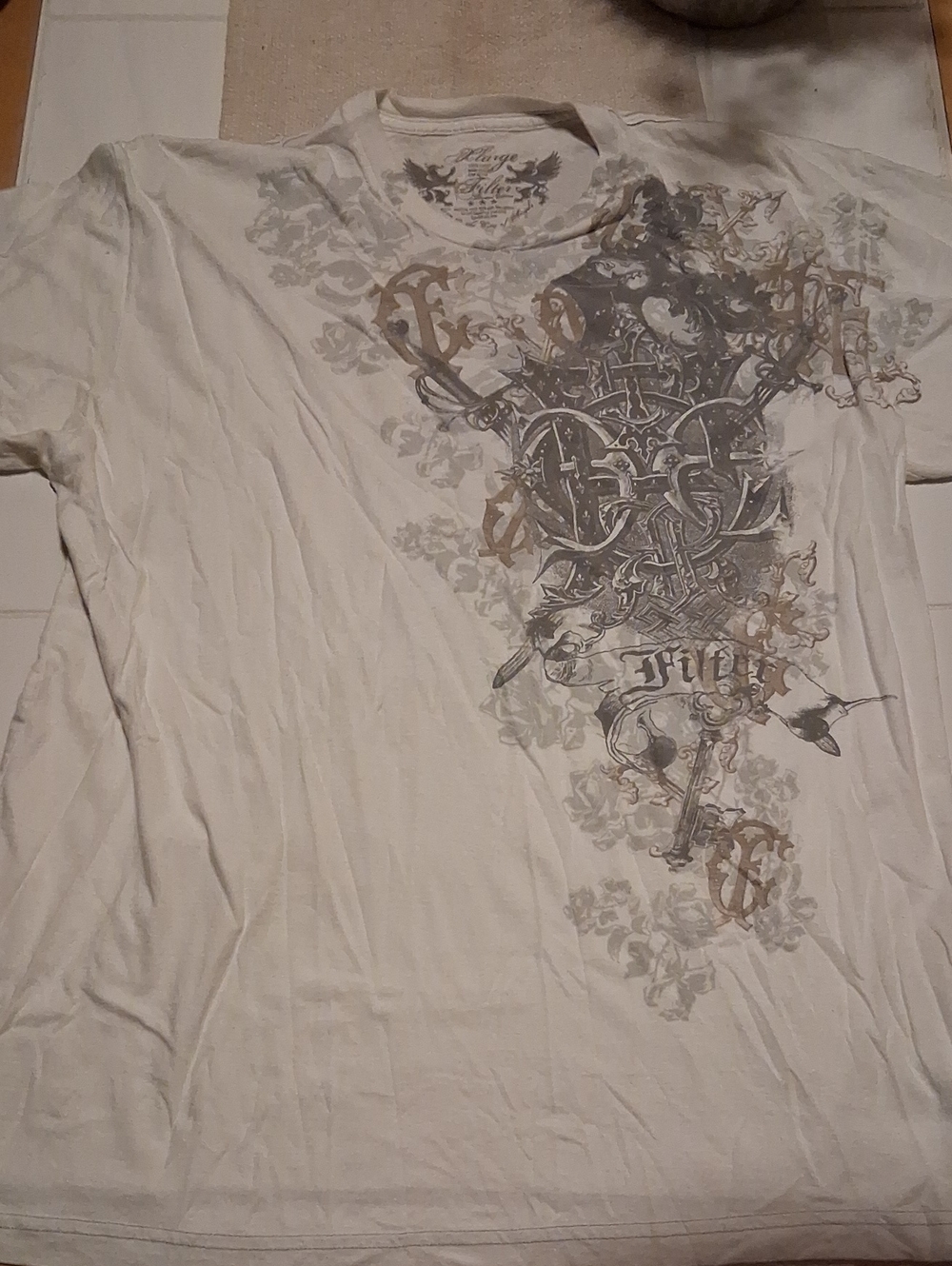 MENS FILTER White Short-Sleeve Graphic Tee with Metallic Accent SIZE XL